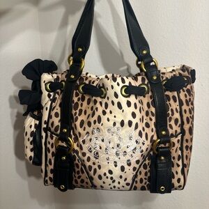 Juicy Couture Black and Brown Leopard Shoulder Bag